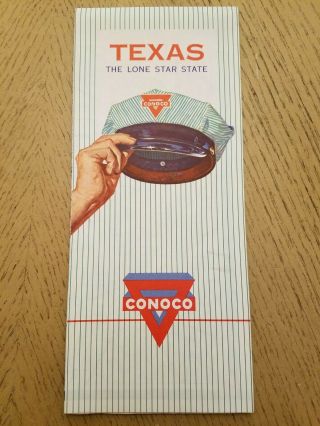 Nos Vintage 1962 Conoco Oil Gas Texas State Highway Road Map El Paso Parks List
