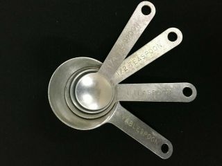 Unbranded Vintage Aluminum Measuring Spoon Set Of 4 Round Bowls No Ring