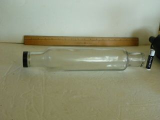 Vintage Clear Glass Rolling Pin With Hard Plastic Screw On Cap,  14 Inches Long
