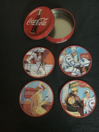 Vintage 1998 Coca - Cola Coaster Set Of 4 Coasters.