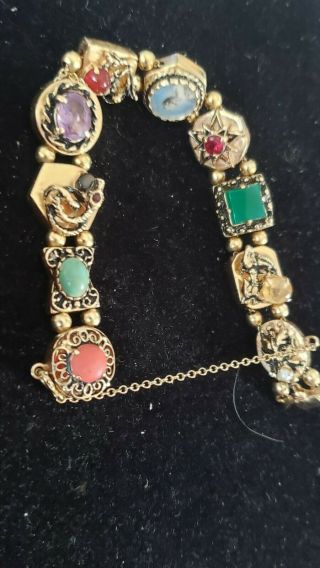 Vintage 14k Gold Charm Bracelet 7 1/8 " Long 35.  5 Grams Cond