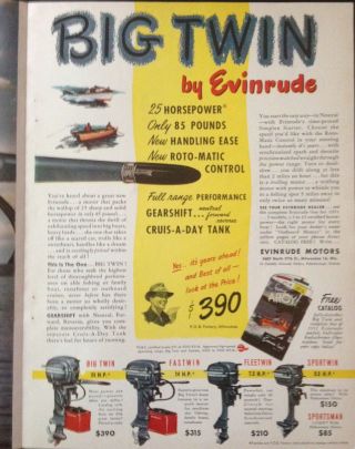 1951 AD.  (XC13) EVINRUDE MOTORS,  MILW. ,  WIS.  BIG TWIN 25HP OUTBOARD MOTOR 2
