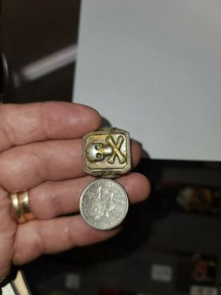 Vintage Mexican Bikers Ring Silver 925 Skull And Cross Bones
