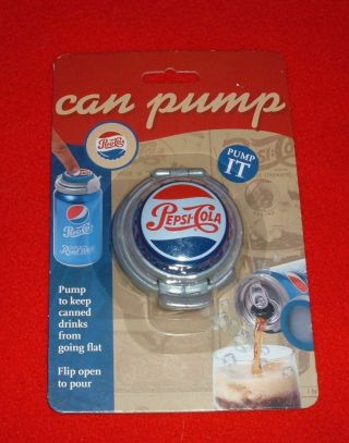 Pepsi Cola Can Pump & Pour Soda Pop Topper Jokari Vintage Logo Keep Fresh