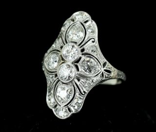 Antique Edwardian Platinum Diamond Ring Size 7