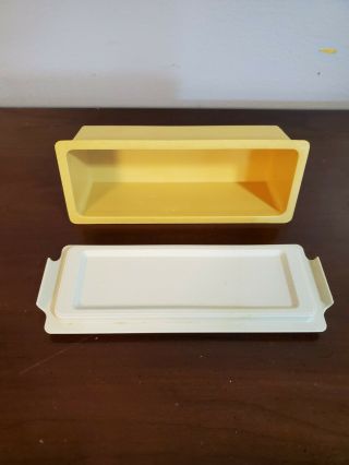 Vintage Tupperware Butter Dish/keeper Harvest Gold Cover Almond Base 637 - 10