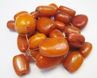 Antique Butterscotch Natural Amber Honey Barrel Beads 63 Grams