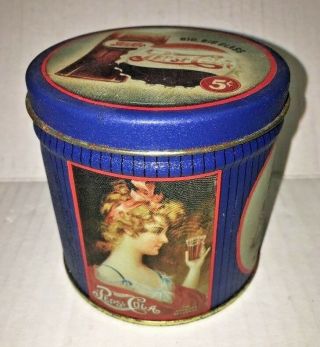 Vintage Pepsi Cola Victorian Ladies Tin Box Co 3.  5 " Tall Pepsico Made In Usa