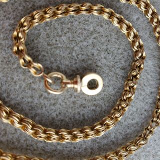 Antique 14k Yellow Gold Watch Chain Double Rolo Link Necklace 3.  8mm 19 " 14.  7g
