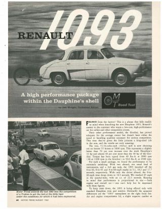 1962 Renault Dauphine 1093 Vintage 4 - Page Road Test / Article / Ad