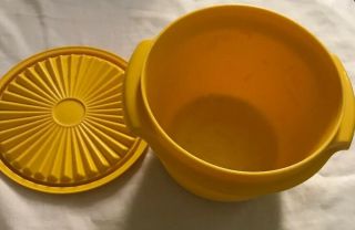 Vintage Tupperware Yellow Snack Canister 4”x4”
