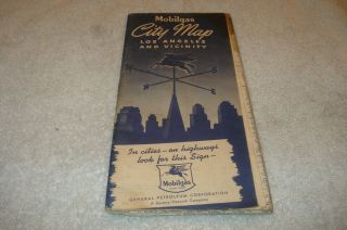1947 Mobilgas Cty Map Of Los Angeles And Vicinity 1947 Chevrolet