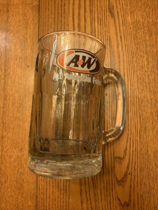 Vintage Heavy Glass A&w Root Beer Mug Logo 7 " Tall 2 Lbs All American Food