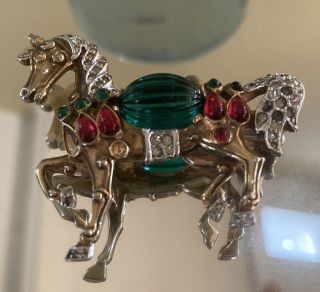 Crown Trifari Moghul Jewels Horse Brooch By Alfred Philippe Missing Stones