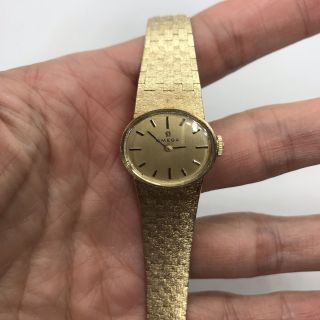 Vintage Omega 14k Yellow Gold Oval Textured Lady 