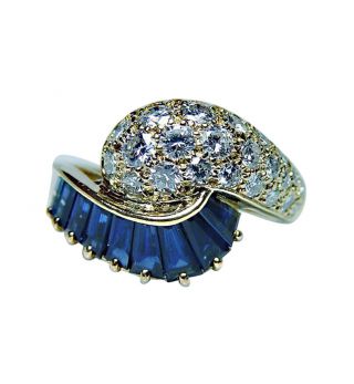 Oscar Heyman Sapphire Diamond Ring 18k Gold Certified By Ohb