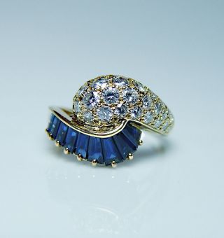 Oscar Heyman Sapphire Diamond Ring 18K Gold Certified by OHB 2