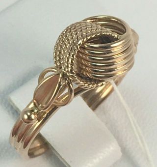 Vintage Soviet Rose Gold Ring " Uzelki " 583 14k Ussr,  Solid Gold 583 14k