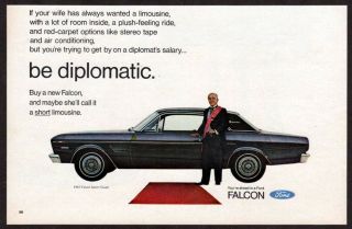 1967 Ford Falcon Sports Coupe Vintage Print Ad Black Short Limousine Us