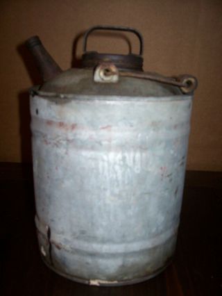 Vintage Small Galvanized Gas Can With Spout