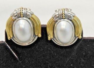 Lagos Caviar Arcadian 18k Yellow Gold,  Sterling Silver & Mabe Pearl Earrings