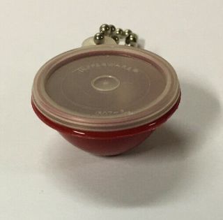 Tupperware Bowl Keychain Very Very Rare Red Bowl W/lid & Chain Vintage