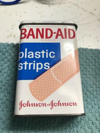 Vintage Band Aid Metal Tin Box Johnson & Johnson 47 Cent Priced