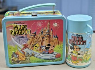 Vintage 1979 Walt Disney Magic Kingdom Metal Lunch Box And Thermos