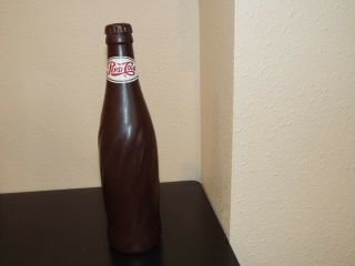 Vintage Pepsi Cola Soda Brown Plastic Shaped Bottle 10 In.