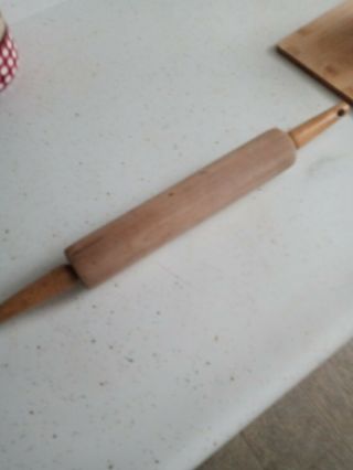 Vintage 10 " Wood Rolling Pin.  Handle To Handle17 " And 6 " Round.