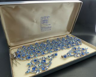 Vintage Sherman Rhinestone Bracelet & Earrings Set