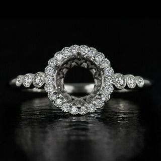 Vintage Diamond Halo Semi - Mount Engagement Ring 6mm 6.  5mm 1 Carat Round Setting
