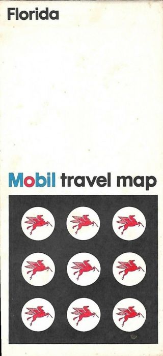 1972 Mobil Road Map Florida Miami Jacksonville Tampa Orlando Tallahassee Daytona