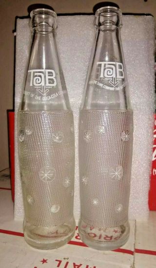 2 10oz Glass Tab Bottles Coca Cola Company White Stars Vintage Soda Pop
