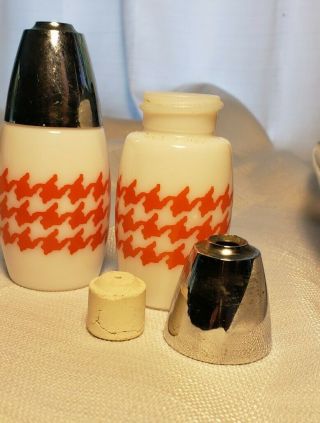 Vintage Westinghouse Milk Glass Salt Pepper Shakers With Orange Print