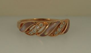 Kabana 14k Rose Gold Diamond Pink Mop Ring - Size 8