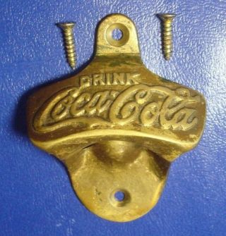Authentic Vintage Brass Coca - Cola Bottle Opener Coke Wall Mount W/screws