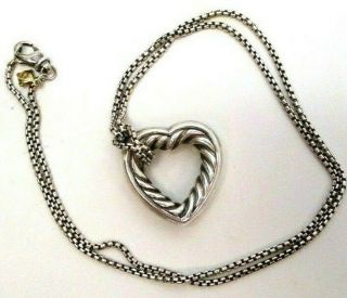 Vintage Authentic David Yurman 18k Yellow Gold Sterling Silver Heart Necklace