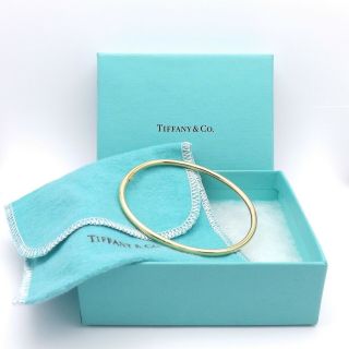 Tiffany Co 18k Gold 750 Italy Oval Slip On Bangle Bracelet With Pouch And Box
