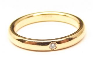 Auth Tiffany & Co 18k Gold Diamond Ring Sz 6.  25 Elsa Peretti Stacking.  03 Carat