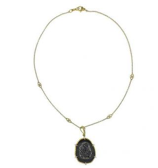 Judith Ripka Oasis 18k Gold Onyx Diamond Pendant
