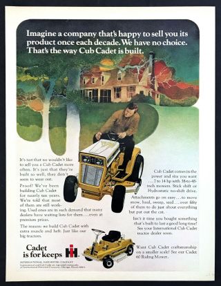 1971 International Harvester Cub Cadet Riding Mower Photo Vintage Print Ad