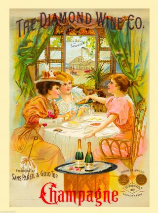 Diamond Wine Company Champagne Wine Vintage Advertisement Art Poster