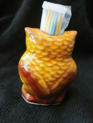 Vintage Ceramic Owl Toothpick Holder Matches Nashville Tn Made in Japan 3