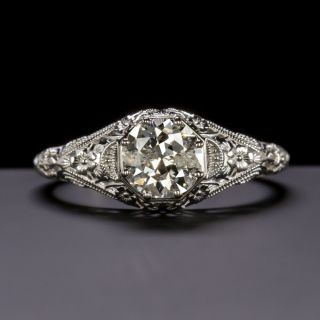 Old European Cut.  84c Diamond Engagement Ring Vintage Solitaire Art Deco Natural