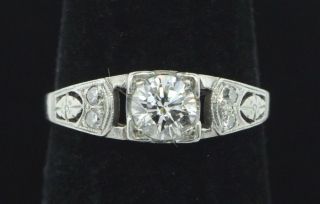 Art Deco (ca.  1935) Platinum Diamond Engagement Ring (size 3 5/8)
