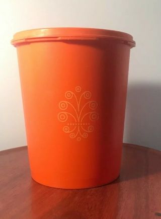 Vintage Tupperware Round Storage Containers Canister Orange 809 W/seal Lid