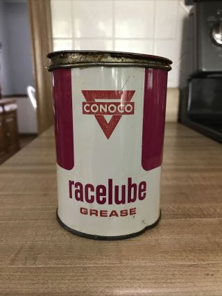 Vintage Oil Can Conoco Racelube Grease 1 Lb.  Can