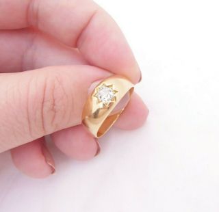 18ct Gold 45 Point Old Mine Cushion Cut Diamond Ring,  Gypsy Set Victorian 6.  8
