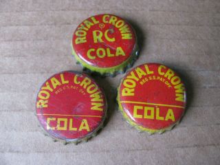 3 Dif Early Royal Crown Cola Cork Soda Bottle Cap Vintage Crown Cap